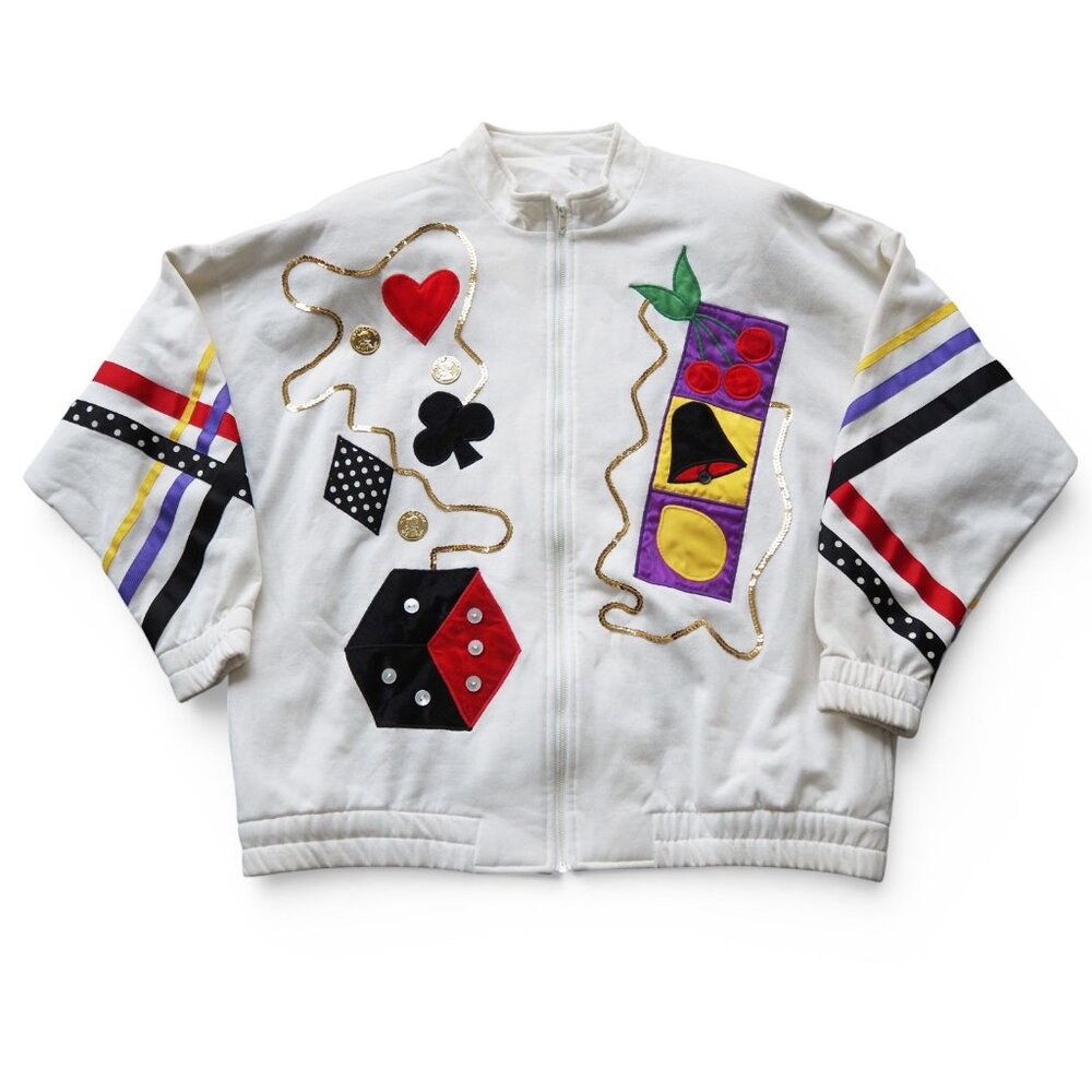 Southern Stitches & More Casino Vintage Jacket Women's XL‎ Granny Core Jackpot